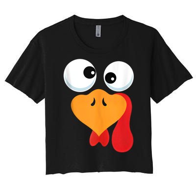 Thanksgiving Turkey Face Matching Family Costume Women's Crop Top Tee