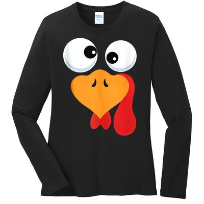 Thanksgiving Turkey Face Matching Family Costume Ladies Long Sleeve Shirt