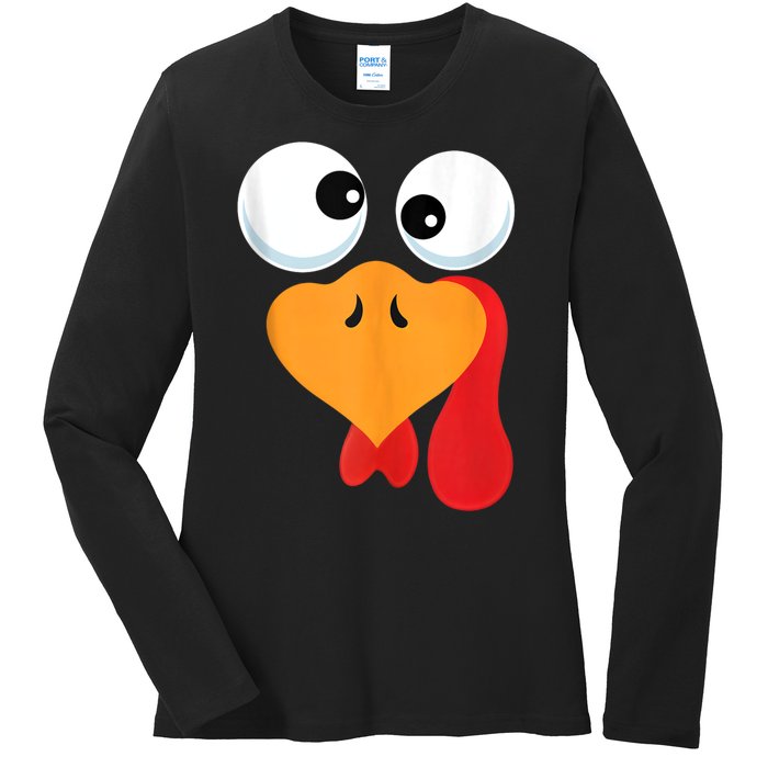 Thanksgiving Turkey Face Matching Family Costume Ladies Long Sleeve Shirt