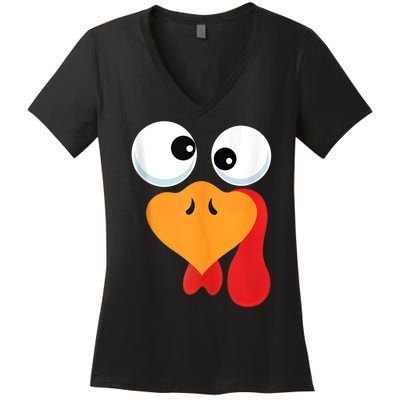 Thanksgiving Turkey Face Matching Family Costume Women's V-Neck T-Shirt