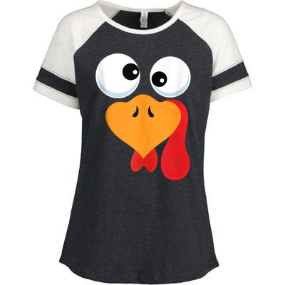 Thanksgiving Turkey Face Matching Family Costume Enza Ladies Jersey Colorblock Tee