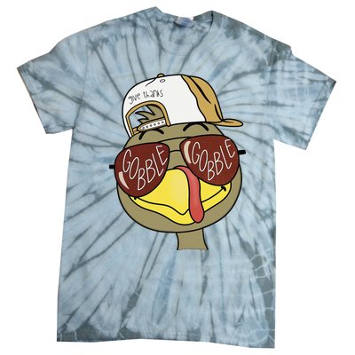 Thanksgiving Turkey Face With Gobble Sunglasses & Cap Tie-Dye T-Shirt