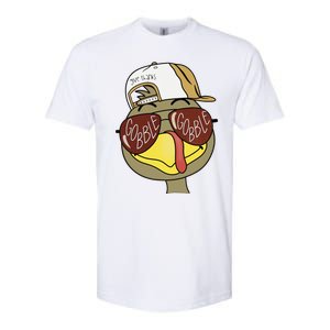 Thanksgiving Turkey Face With Gobble Sunglasses & Cap Softstyle CVC T-Shirt