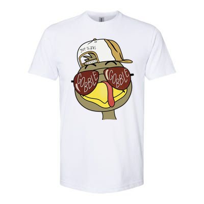 Thanksgiving Turkey Face With Gobble Sunglasses & Cap Softstyle CVC T-Shirt