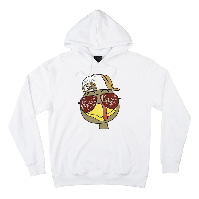 Thanksgiving Turkey Face With Gobble Sunglasses & Cap Hoodie