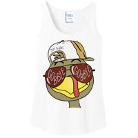 Thanksgiving Turkey Face With Gobble Sunglasses & Cap Ladies Essential Tank