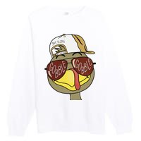 Thanksgiving Turkey Face With Gobble Sunglasses & Cap Premium Crewneck Sweatshirt