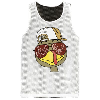 Thanksgiving Turkey Face With Gobble Sunglasses & Cap Mesh Reversible Basketball Jersey Tank