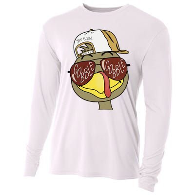 Thanksgiving Turkey Face With Gobble Sunglasses & Cap Cooling Performance Long Sleeve Crew