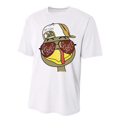 Thanksgiving Turkey Face With Gobble Sunglasses & Cap Performance Sprint T-Shirt