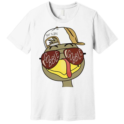 Thanksgiving Turkey Face With Gobble Sunglasses & Cap Premium T-Shirt