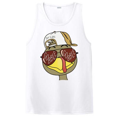 Thanksgiving Turkey Face With Gobble Sunglasses & Cap PosiCharge Competitor Tank