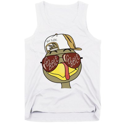 Thanksgiving Turkey Face With Gobble Sunglasses & Cap Tank Top