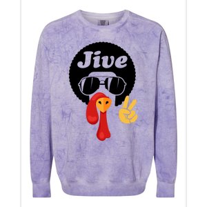 Thanksgiving Turkey Face Peace Sign Retro 70S Fans Gift Colorblast Crewneck Sweatshirt