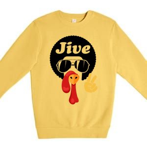 Thanksgiving Turkey Face Peace Sign Retro 70S Fans Gift Premium Crewneck Sweatshirt