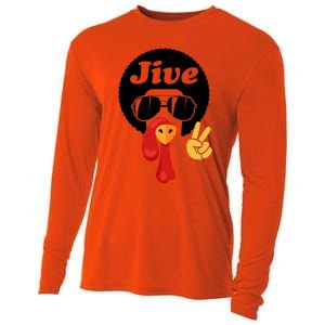 Thanksgiving Turkey Face Peace Sign Retro 70S Fans Gift Cooling Performance Long Sleeve Crew