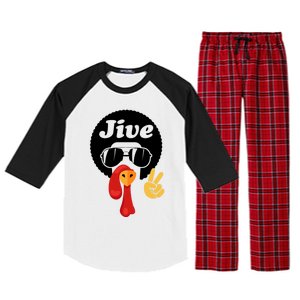 Thanksgiving Turkey Face Peace Sign Retro 70S Fans Gift Raglan Sleeve Pajama Set