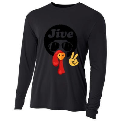 Thanksgiving Turkey Face Peace Sign Retro 70S Fans Gift Cooling Performance Long Sleeve Crew