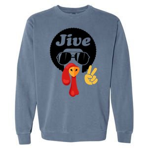 Thanksgiving Turkey Face Peace Sign Retro 70S Fans Gift Garment-Dyed Sweatshirt