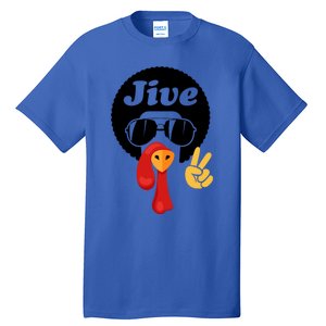 Thanksgiving Turkey Face Peace Sign Retro 70S Fans Gift Tall T-Shirt