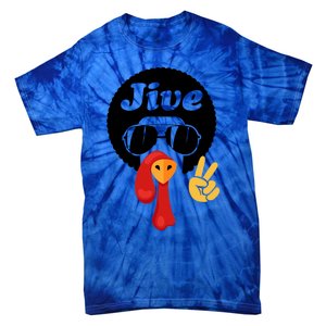 Thanksgiving Turkey Face Peace Sign Retro 70S Fans Gift Tie-Dye T-Shirt