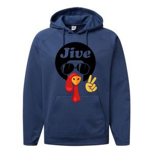 Thanksgiving Turkey Face Peace Sign Retro 70S Fans Gift Performance Fleece Hoodie