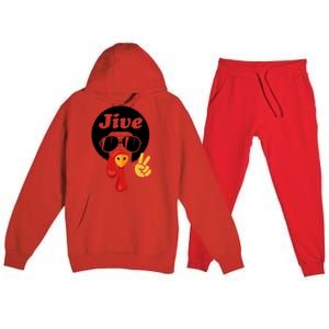 Thanksgiving Turkey Face Peace Sign Retro 70S Fans Gift Premium Hooded Sweatsuit Set