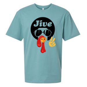 Thanksgiving Turkey Face Peace Sign Retro 70S Fans Gift Sueded Cloud Jersey T-Shirt