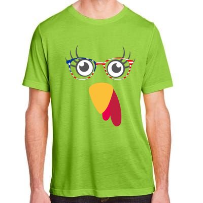 Thanksgiving Turkey Face With Usa Flag Glasses Gift Adult ChromaSoft Performance T-Shirt