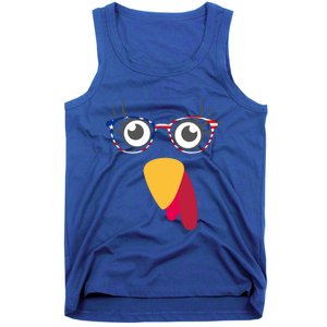 Thanksgiving Turkey Face With Usa Flag Glasses Gift Tank Top