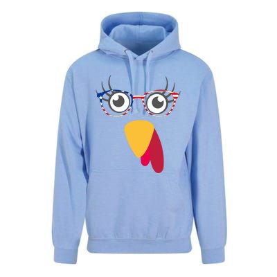 Thanksgiving Turkey Face With Usa Flag Glasses Gift Unisex Surf Hoodie