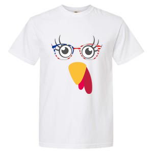 Thanksgiving Turkey Face With Usa Flag Glasses Gift Garment-Dyed Heavyweight T-Shirt