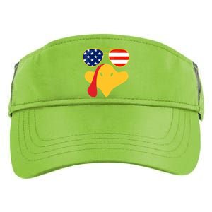 Thanksgiving Turkey Face With Usa Flag Glasses Gift Adult Drive Performance Visor