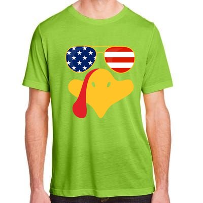 Thanksgiving Turkey Face With Usa Flag Glasses Gift Adult ChromaSoft Performance T-Shirt