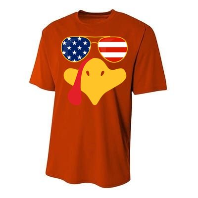 Thanksgiving Turkey Face With Usa Flag Glasses Gift Performance Sprint T-Shirt