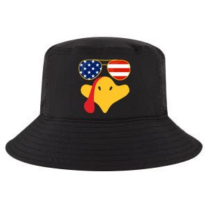 Thanksgiving Turkey Face With Usa Flag Glasses Gift Cool Comfort Performance Bucket Hat