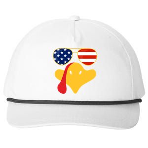 Thanksgiving Turkey Face With Usa Flag Glasses Gift Snapback Five-Panel Rope Hat