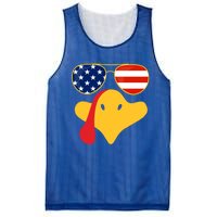 Thanksgiving Turkey Face With Usa Flag Glasses Gift Mesh Reversible Basketball Jersey Tank