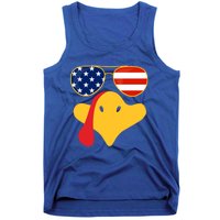 Thanksgiving Turkey Face With Usa Flag Glasses Gift Tank Top