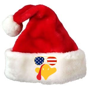 Thanksgiving Turkey Face With Usa Flag Glasses Gift Premium Christmas Santa Hat