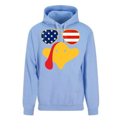 Thanksgiving Turkey Face With Usa Flag Glasses Gift Unisex Surf Hoodie