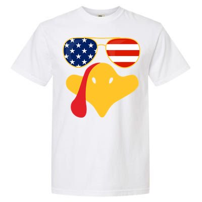 Thanksgiving Turkey Face With Usa Flag Glasses Gift Garment-Dyed Heavyweight T-Shirt