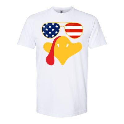 Thanksgiving Turkey Face With Usa Flag Glasses Gift Softstyle CVC T-Shirt