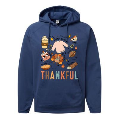 Thanksgiving Turkey Fall Thankful Graphic Family Performance Fleece Hoodie