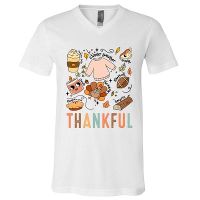 Thanksgiving Turkey Fall Thankful Graphic Family V-Neck T-Shirt