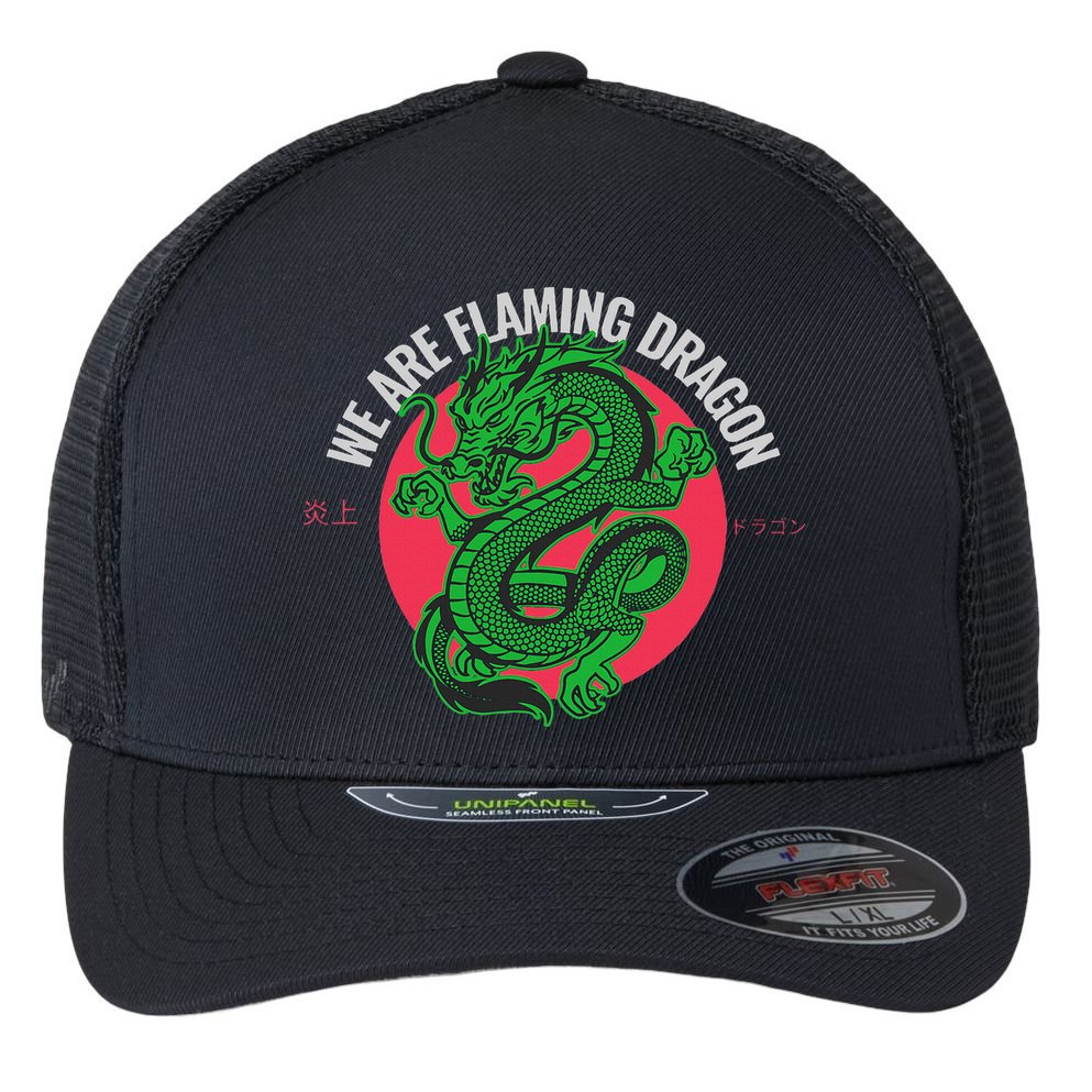 Tropic Thunder Flaming Dragon Funny  Flexfit Unipanel Trucker Cap