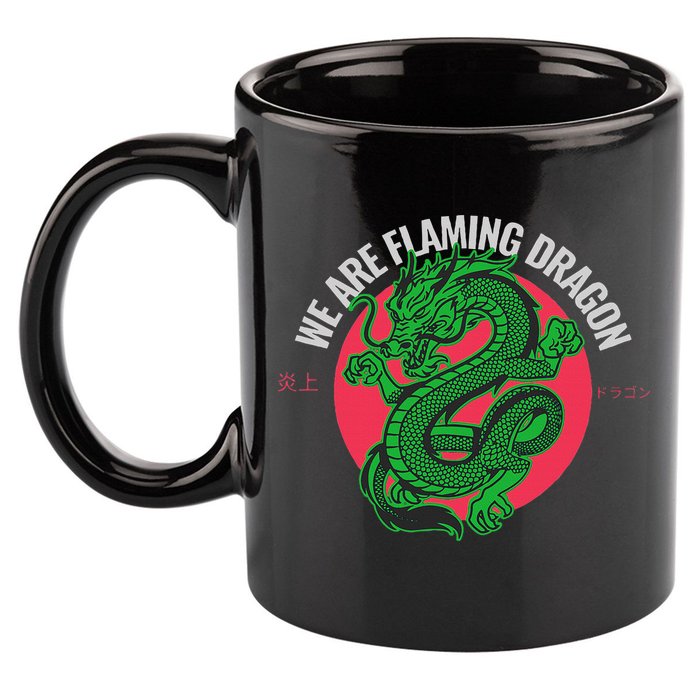 Tropic Thunder Flaming Dragon Funny  11oz C Handle Ceramic Mug