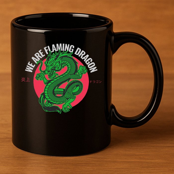Tropic Thunder Flaming Dragon Funny  11oz C Handle Ceramic Mug