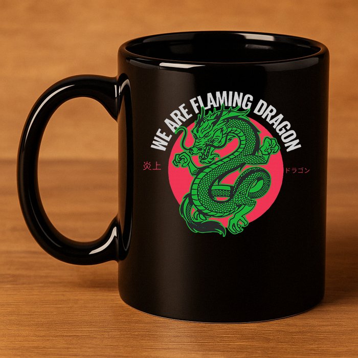 Tropic Thunder Flaming Dragon Funny  11oz C Handle Ceramic Mug