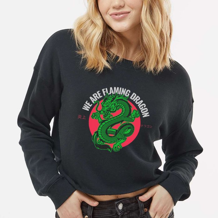 Tropic Thunder Flaming Dragon Funny  Cropped Pullover Crew